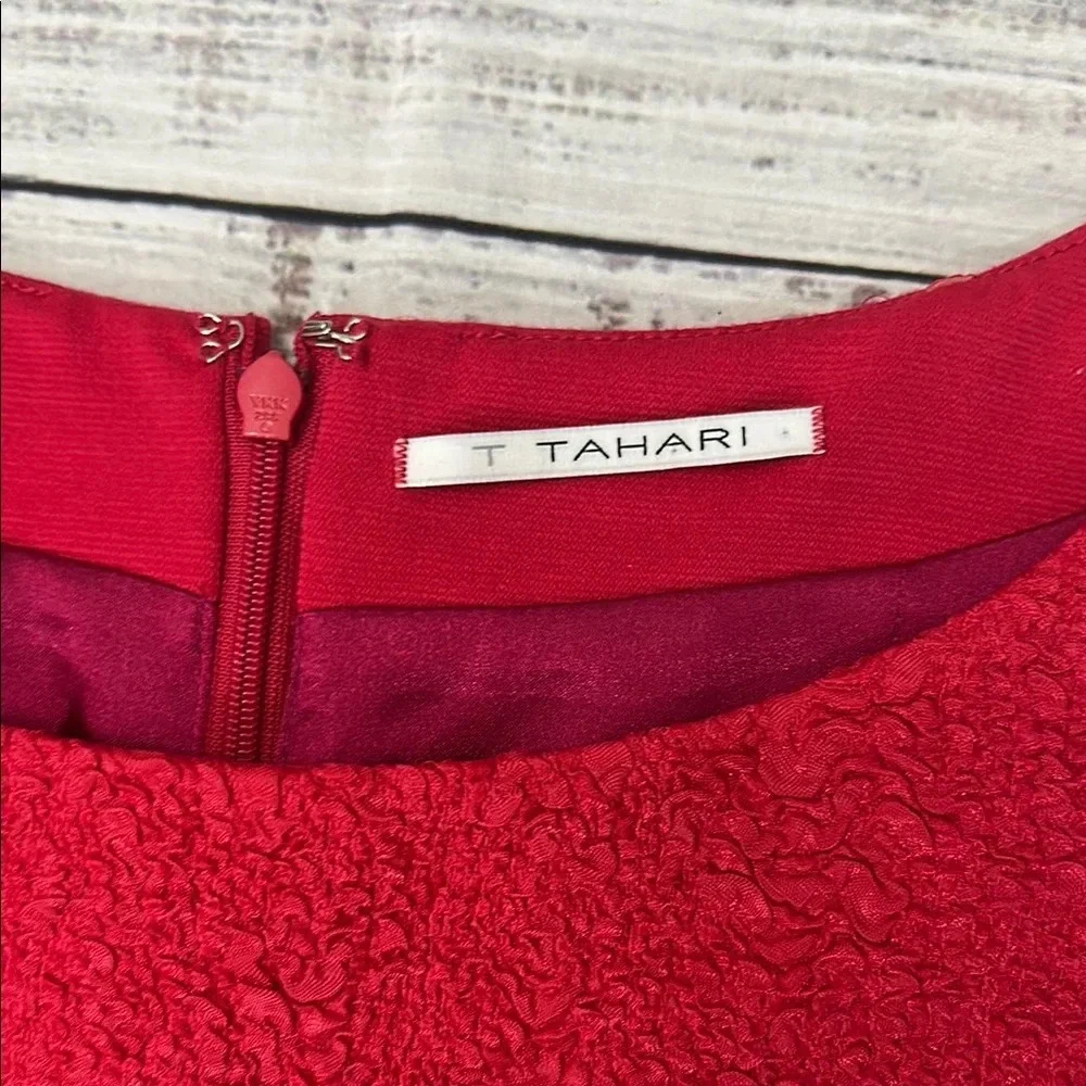 T Tahari‎ Red Cap Sleeve Sheath Midi Dress Cocktail Sz. 4